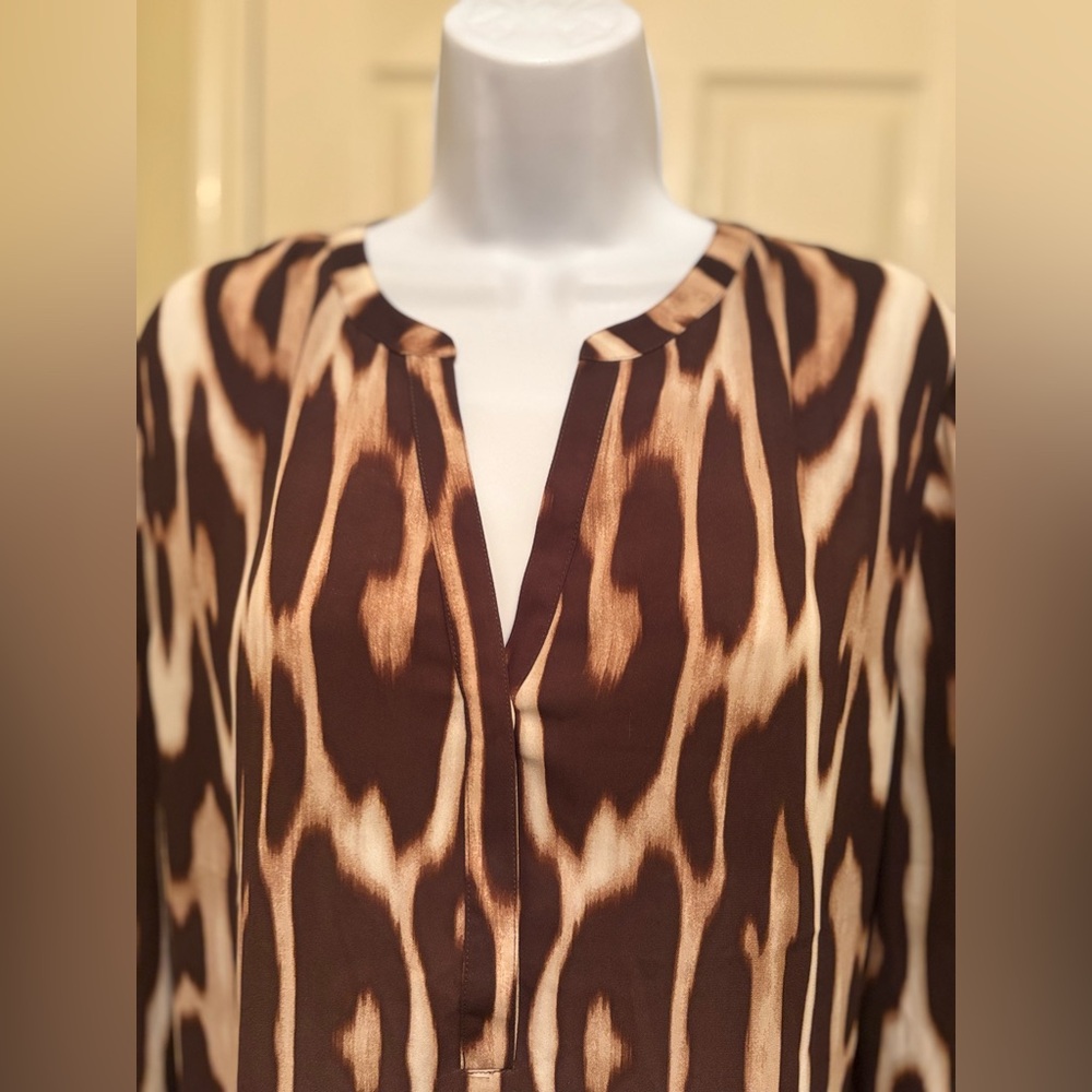 Chico's Brown and Coral Animal Print Tunic Top - Picture 4 of 11